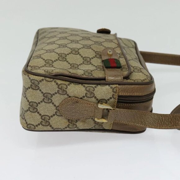GUCCI GG Supreme Web Sherry Line Bag PVC Beige Gold 904 02 049 Auth ar13697 - Picture 5 of 16